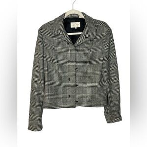 Armand Ventilo Vintage Black White Houndstooth Wool Blazer Size 44 US 8